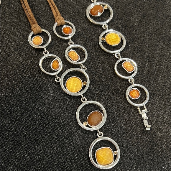 Lia Sophia Silver Necklace with Gold and Brown Accents - Picture 3 of 6